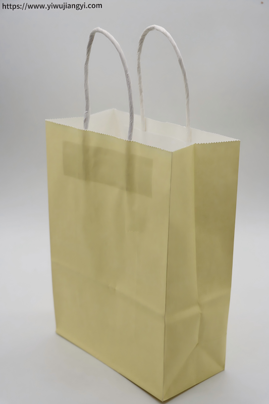 Light yellow solid-color kraft paper tote bag