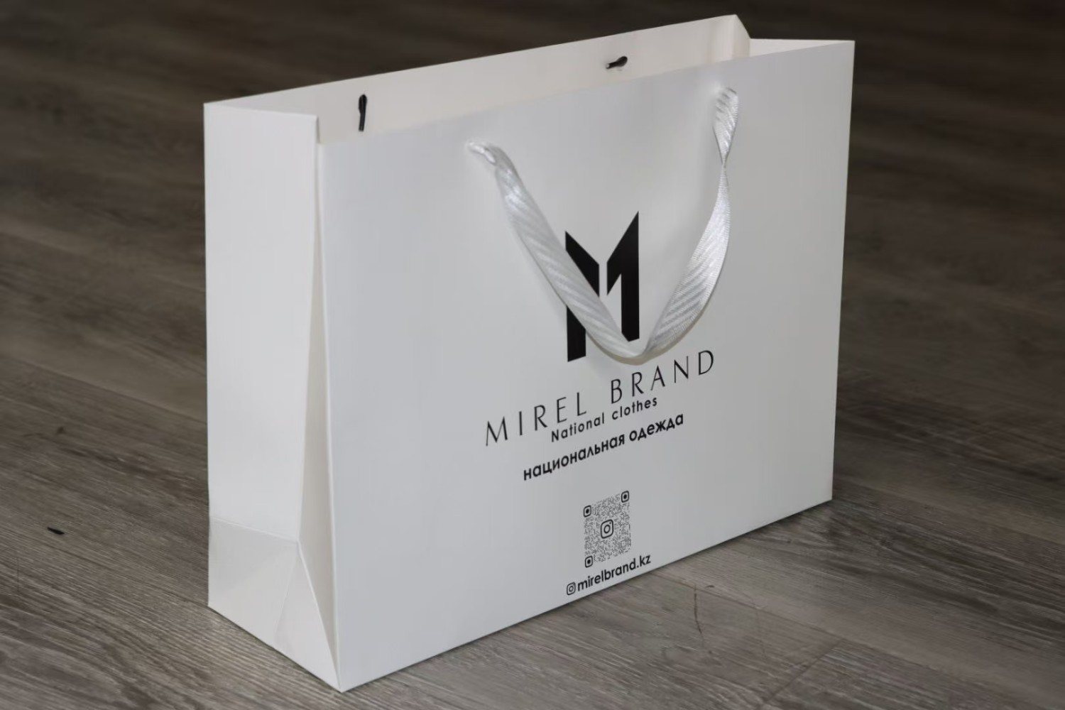 Mirel Brand White Paper Shopping Bag