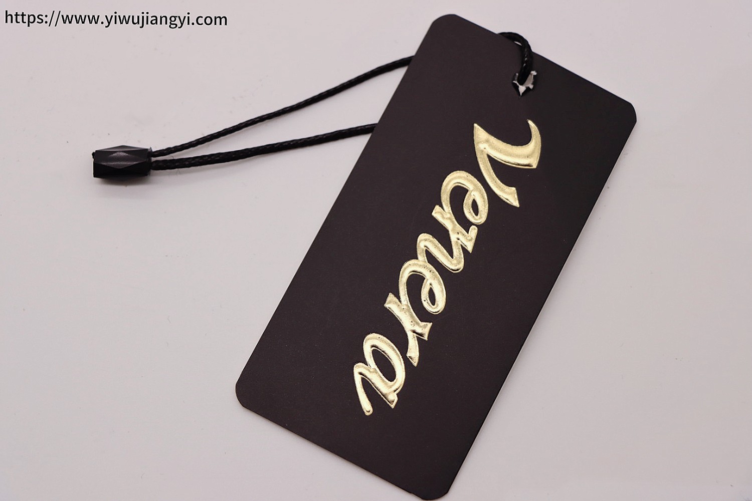 High-End Black Background Gold Foil Clothing Hang Tag (with Black String)
