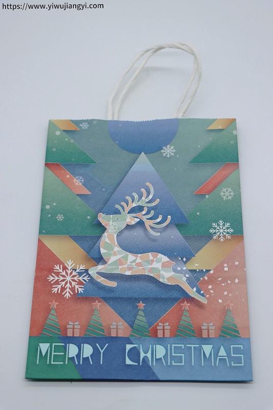 Christmas Reindeer Geometric Themed Paper Shopping Bag