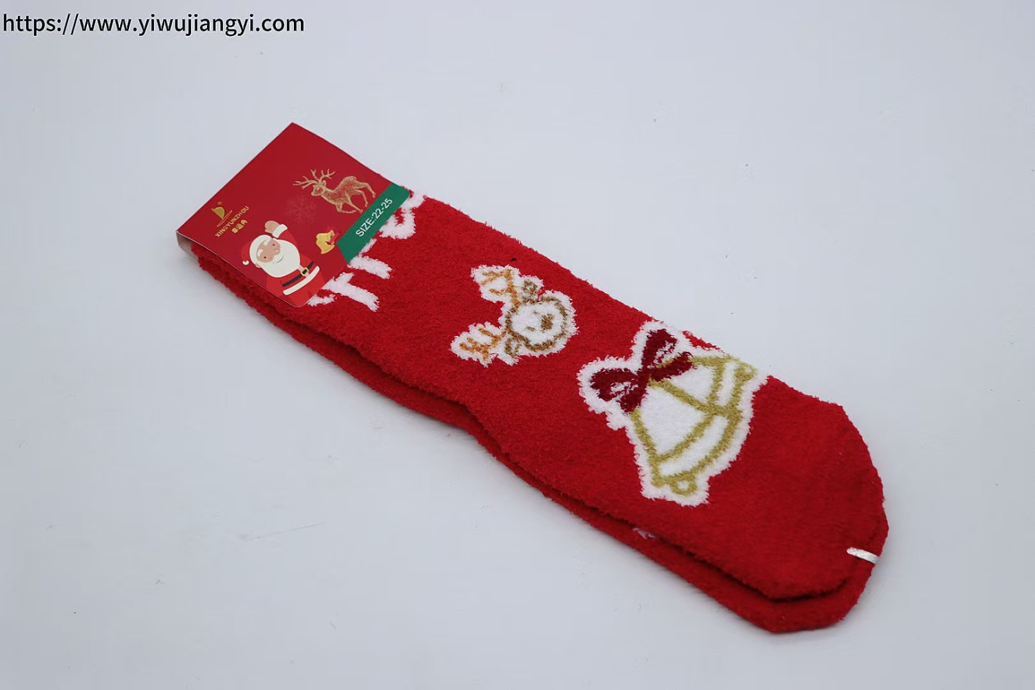 Red Christmas Themed Plush Socks