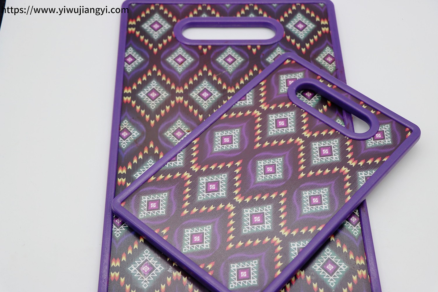 Purple Rhombus Pattern Household Plastic Cutting Board Set