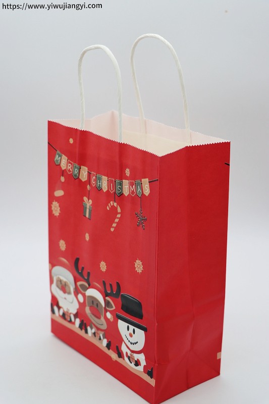 Red Christmas Characters Themed Paper Shopping Bag