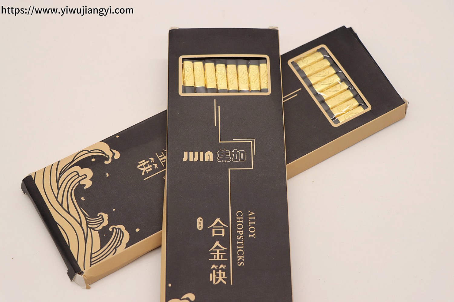 Jijia Gold Pattern Alloy Chopsticks Gift Box