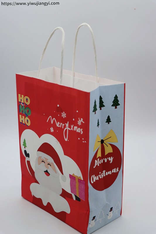 Christmas Themed Kraft Paper Gift Bag Handheld Shopping Bag